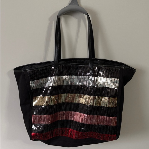 Victoria's Secret Black, Pink, and Red Sequin Pouch Trio with Free Tote & Socks - Picture 3 of 4